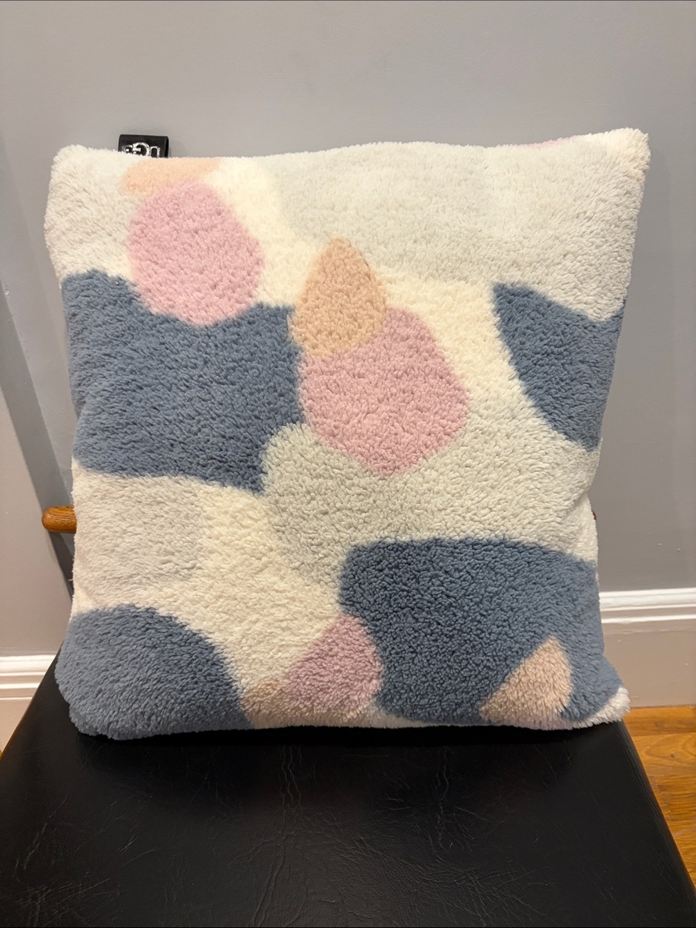 UGG Plush Abstract Sherpa Pillow in Blue, Pink & Cream